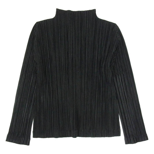 PLEATS PLEASE プリーツプリーズ イッセイミヤケ PP83-JK207 プリーツ加工 起毛 ボトルネック カットソー 長袖 ブラック系 3【中古】