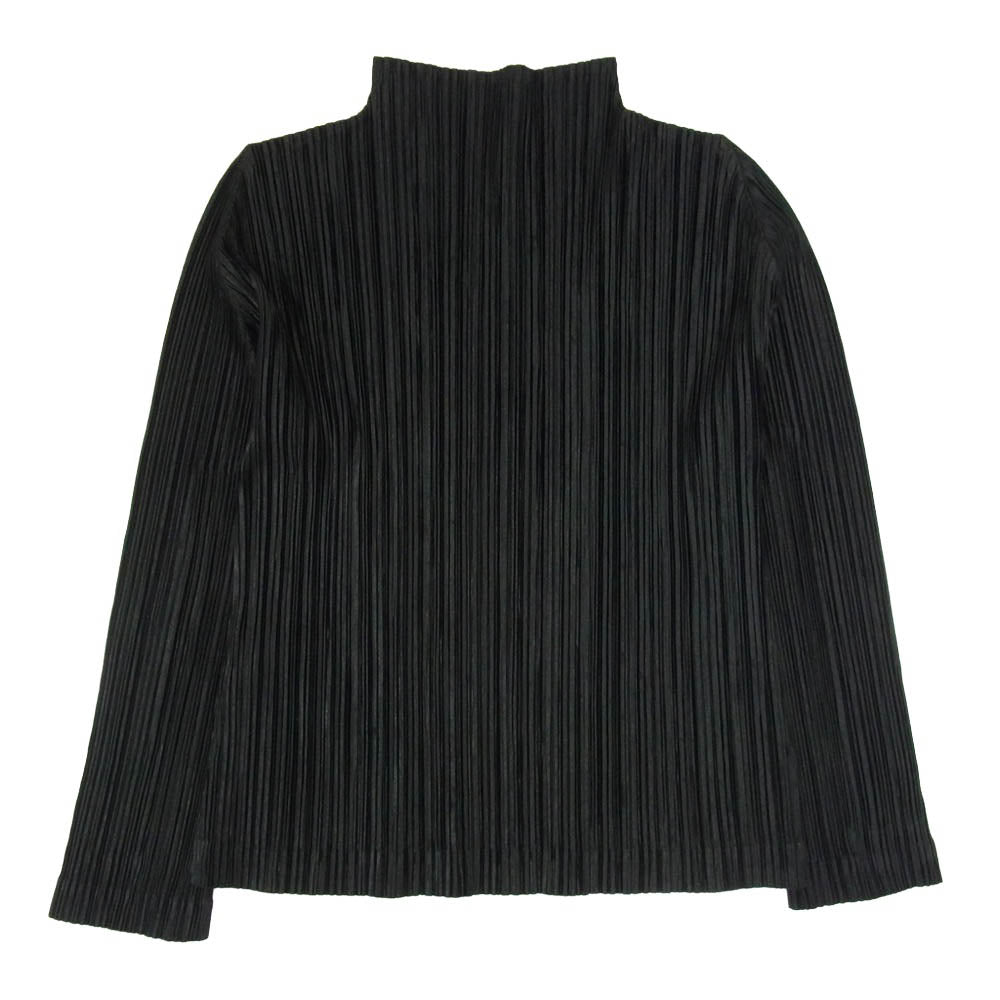 PLEATS PLEASE プリーツプリーズ イッセイミヤケ PP83-JK207 プリーツ加工 起毛 ボトルネック カットソー 長袖 ブラック系 3【中古】