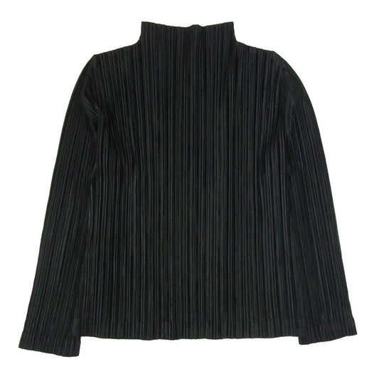 PLEATS PLEASE プリーツプリーズ イッセイミヤケ PP83-JK207 プリーツ加工 起毛 ボトルネック カットソー 長袖 ブラック系 3【中古】