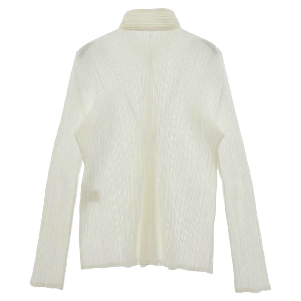 PLEATS PLEASE プリーツプリーズ イッセイミヤケ PP73-JJ203 プリーツ加工 スタンドカラー ブラウス シャツ 長袖 ホワイト系 3【中古】