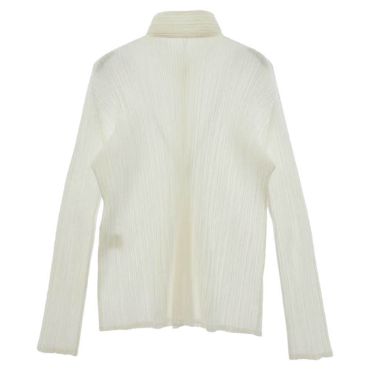 PLEATS PLEASE プリーツプリーズ イッセイミヤケ PP73-JJ203 プリーツ加工 スタンドカラー ブラウス シャツ 長袖 ホワイト系 3【中古】