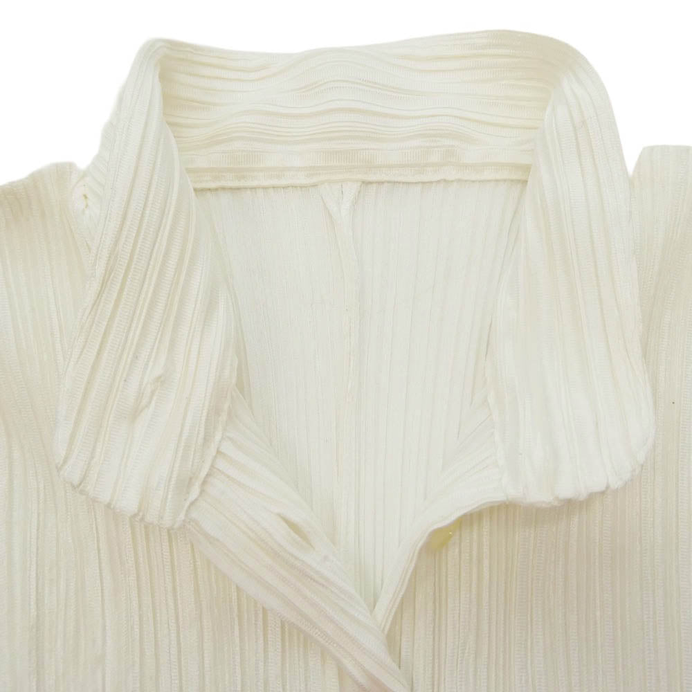 PLEATS PLEASE プリーツプリーズ イッセイミヤケ PP73-JJ203 プリーツ加工 スタンドカラー ブラウス シャツ 長袖 ホワイト系 3【中古】
