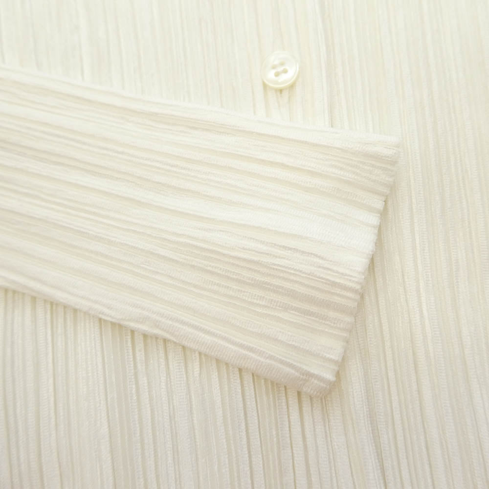 PLEATS PLEASE プリーツプリーズ イッセイミヤケ PP73-JJ203 プリーツ加工 スタンドカラー ブラウス シャツ 長袖 ホワイト系 3【中古】