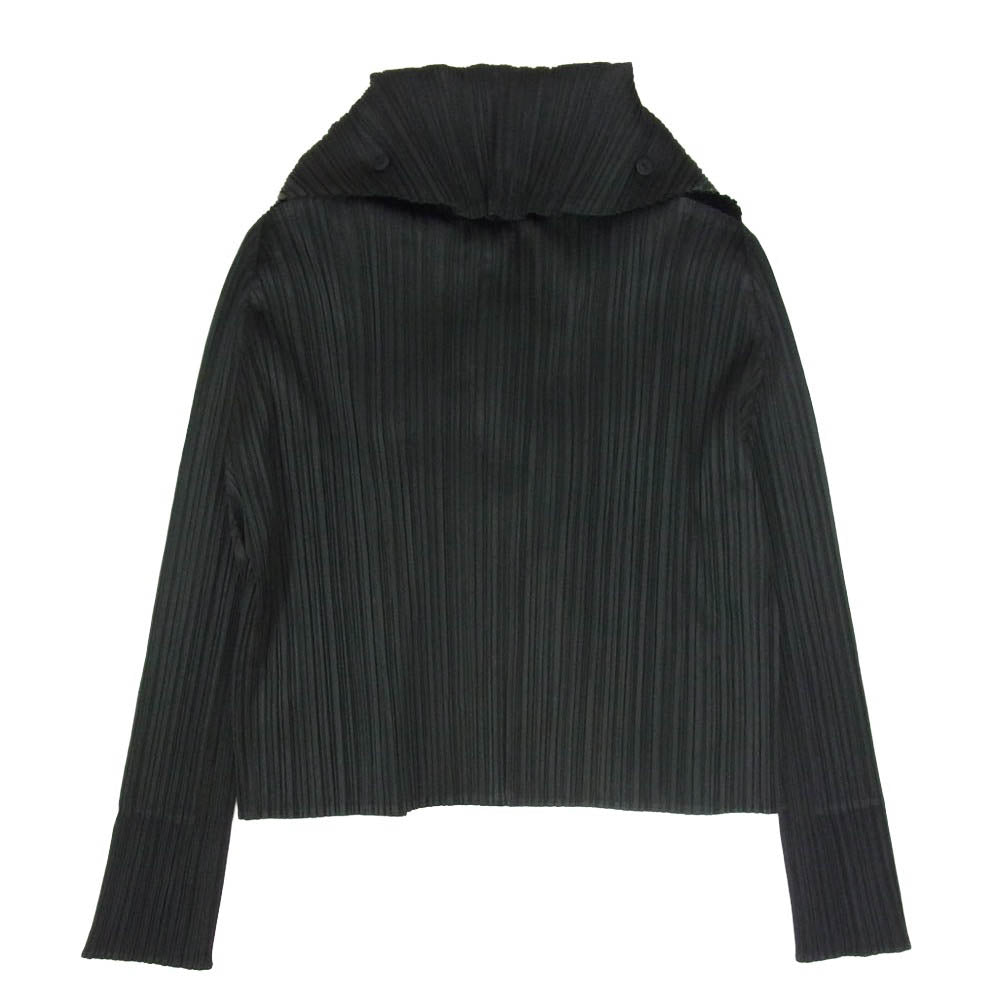 PLEATS PLEASE プリーツプリーズ イッセイミヤケ PP31-J0144 プリーツ加工 ボリュームカラー カーディガン ジャケット 長袖 ブラック系 3【中古】