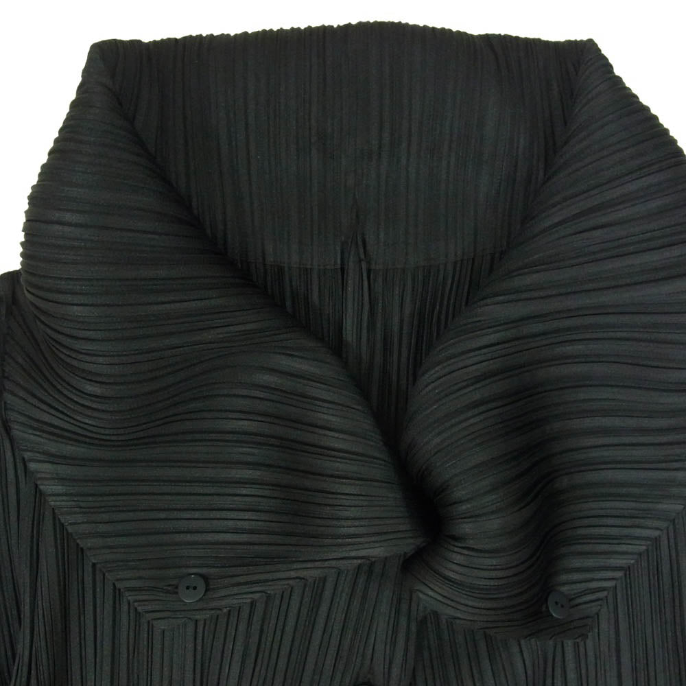 PLEATS PLEASE プリーツプリーズ イッセイミヤケ PP31-J0144 プリーツ加工 ボリュームカラー カーディガン ジャケット 長袖 ブラック系 3【中古】