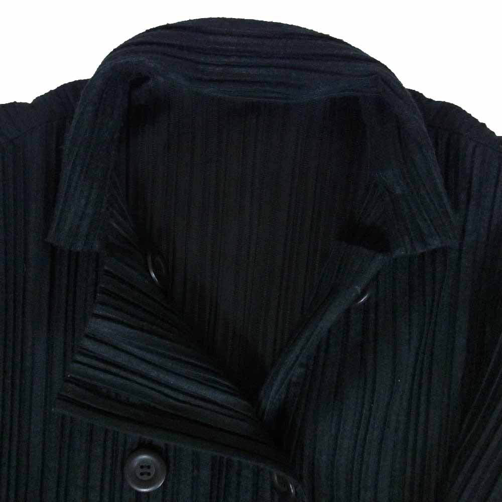 PLEATS PLEASE プリーツプリーズ イッセイミヤケ PP23-JA631 プリーツ加工 フェルト ライク ポンチョ ジャケット ブラック系 2【中古】