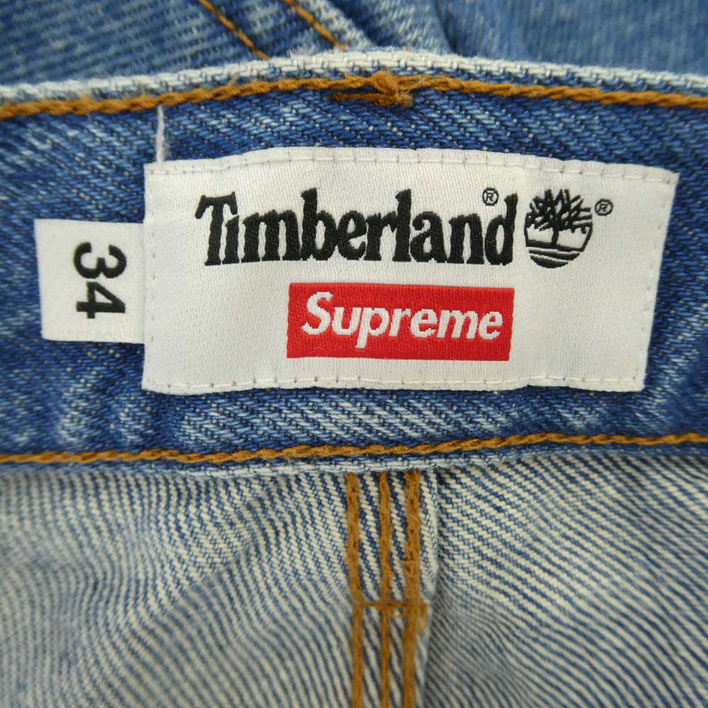 Supreme シュプリーム Timberland ティンバーランド 21SS × Timberland ティンバーランド Double Knee Painter Pant ダブルニー ペインター デニム パンツ ブルー系 34【中古】