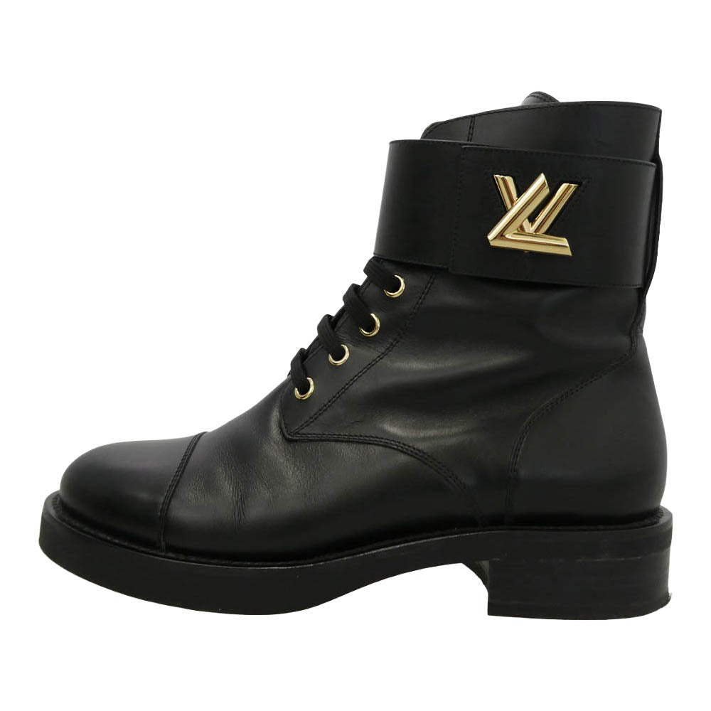 LOUIS VUITTON ルイ・ヴィトン 176 ワンダーランド ライン フラットレンジャー ツイスト バックル アンクル ブーツ ブラック系 37【中古】