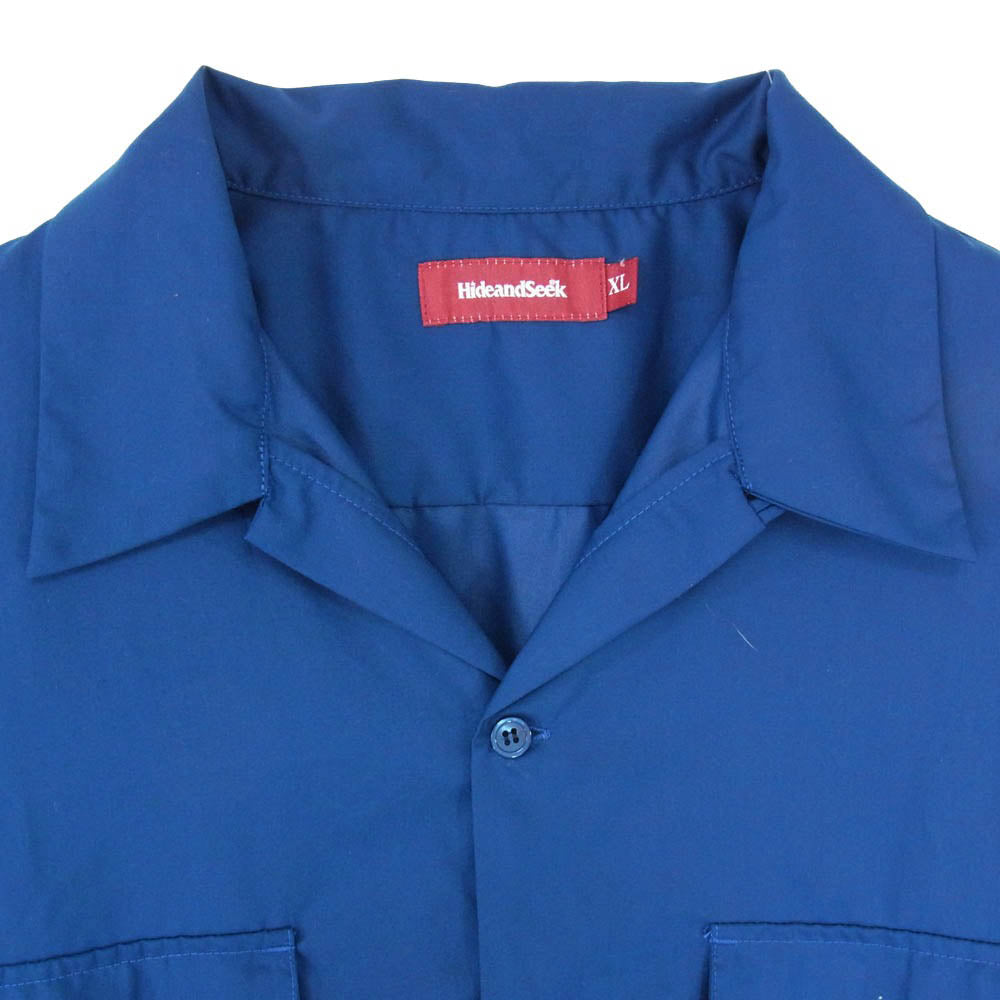 HideandSeek ハイドアンドシーク S/S SHIRT オープンカラー 開襟 半袖 ワーク シャツ ブルー系 XL【中古】