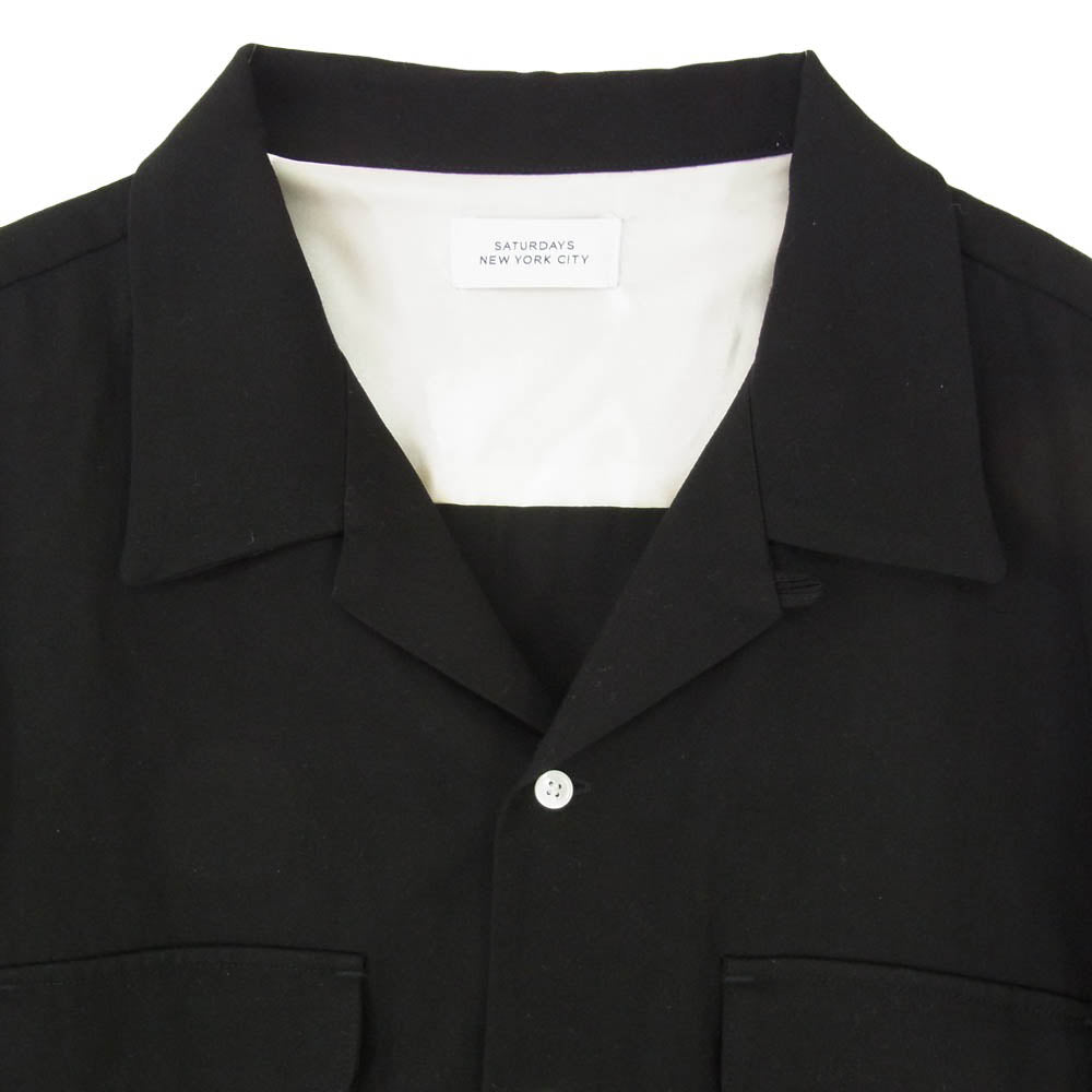 サタデーズ ニューヨークシティ BTG-53010-A Solid Rayon Open Collar Shirt ソリッド レーヨン オープンカラー 開襟 半袖 シャツ ブラック系 XL【中古】