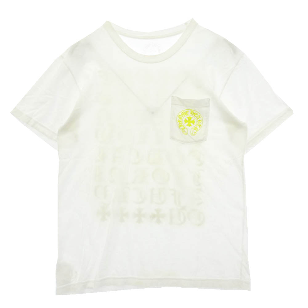 CHROME HEARTS クロムハーツ（原本無） MADE IN HOLLYWOOD VERTICAL LOGO TEE メイドインハリウッド ヴァーティカル ロゴ クルーネック ポケット 半袖 Tシャツ カットソー ホワイト系 L【中古】