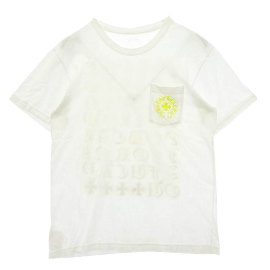 CHROME HEARTS クロムハーツ（原本無） MADE IN HOLLYWOOD VERTICAL LOGO TEE メイドインハリウッド ヴァーティカル ロゴ クルーネック ポケット 半袖 Tシャツ カットソー ホワイト系 L【中古】