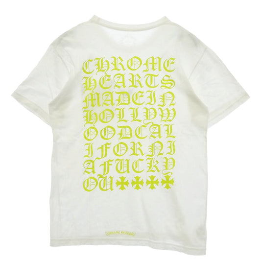 CHROME HEARTS クロムハーツ（原本無） MADE IN HOLLYWOOD VERTICAL LOGO TEE メイドインハリウッド ヴァーティカル ロゴ クルーネック ポケット 半袖 Tシャツ カットソー ホワイト系 L【中古】