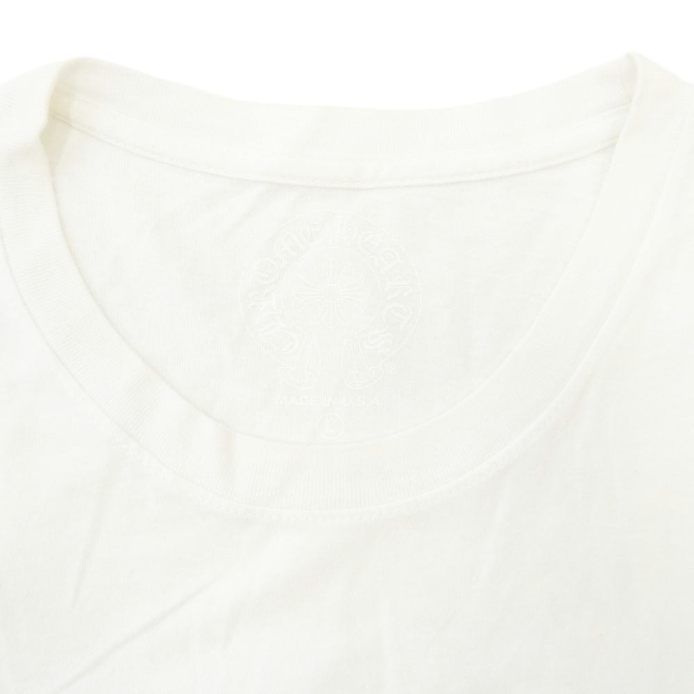 CHROME HEARTS クロムハーツ（原本無） MADE IN HOLLYWOOD VERTICAL LOGO TEE メイドインハリウッド ヴァーティカル ロゴ クルーネック ポケット 半袖 Tシャツ カットソー ホワイト系 L【中古】