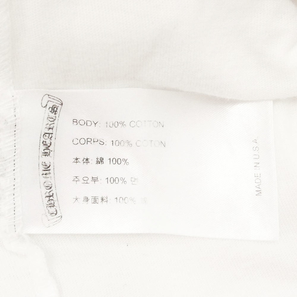 CHROME HEARTS クロムハーツ（原本無） MADE IN HOLLYWOOD VERTICAL LOGO TEE メイドインハリウッド ヴァーティカル ロゴ クルーネック ポケット 半袖 Tシャツ カットソー ホワイト系 L【中古】