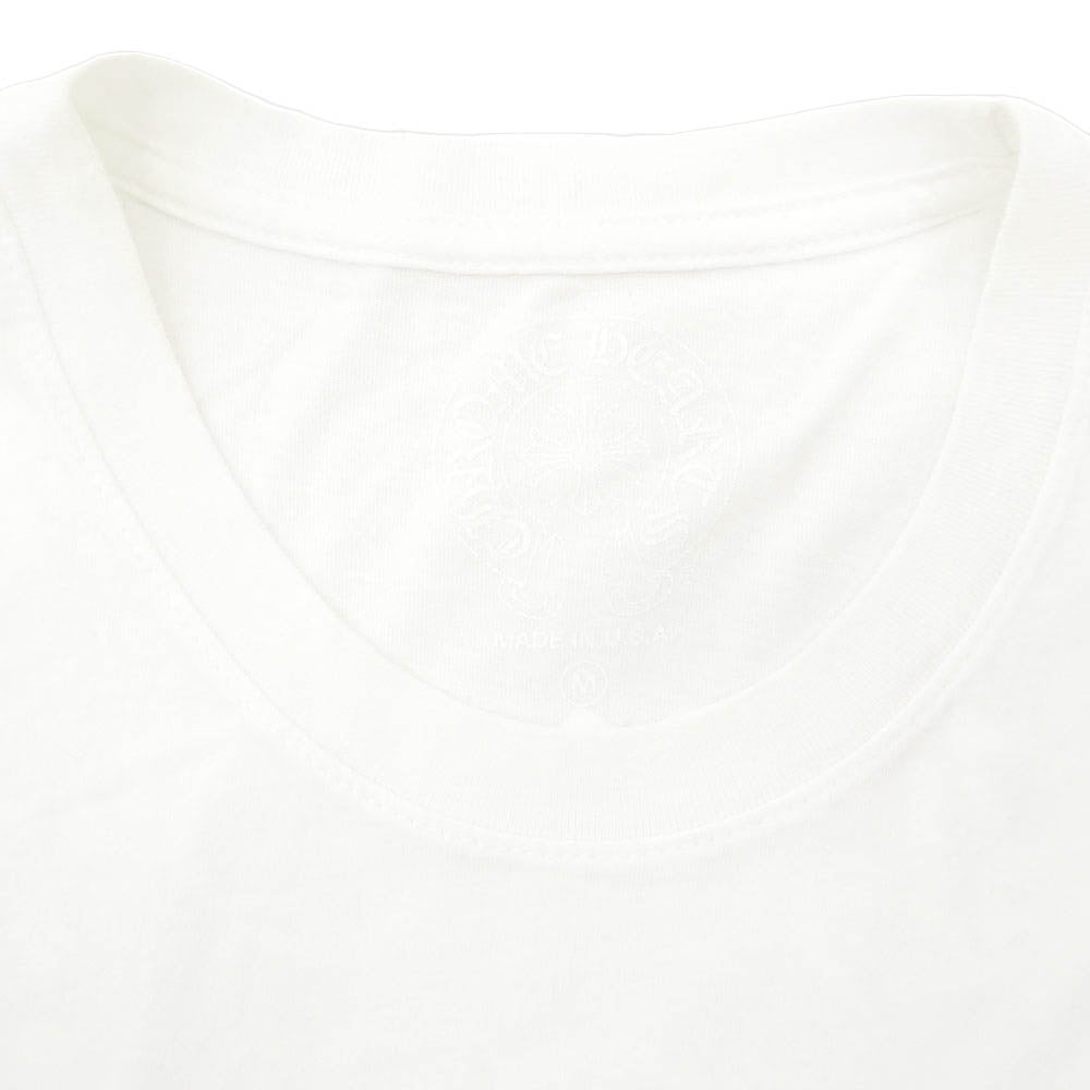 CHROME HEARTS クロムハーツ（原本無） MADE IN HOLLYWOOD VERTICAL LOGO TEE メイドインハリウッド ヴァーティカル ロゴ クルーネック ポケット 長袖 Tシャツ ロングスリーブ カットソー ホワイト系 M【中古】