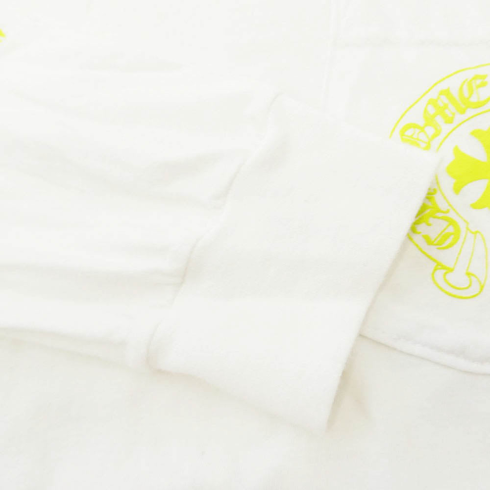 CHROME HEARTS クロムハーツ（原本無） MADE IN HOLLYWOOD VERTICAL LOGO TEE メイドインハリウッド ヴァーティカル ロゴ クルーネック ポケット 長袖 Tシャツ ロングスリーブ カットソー ホワイト系 M【中古】