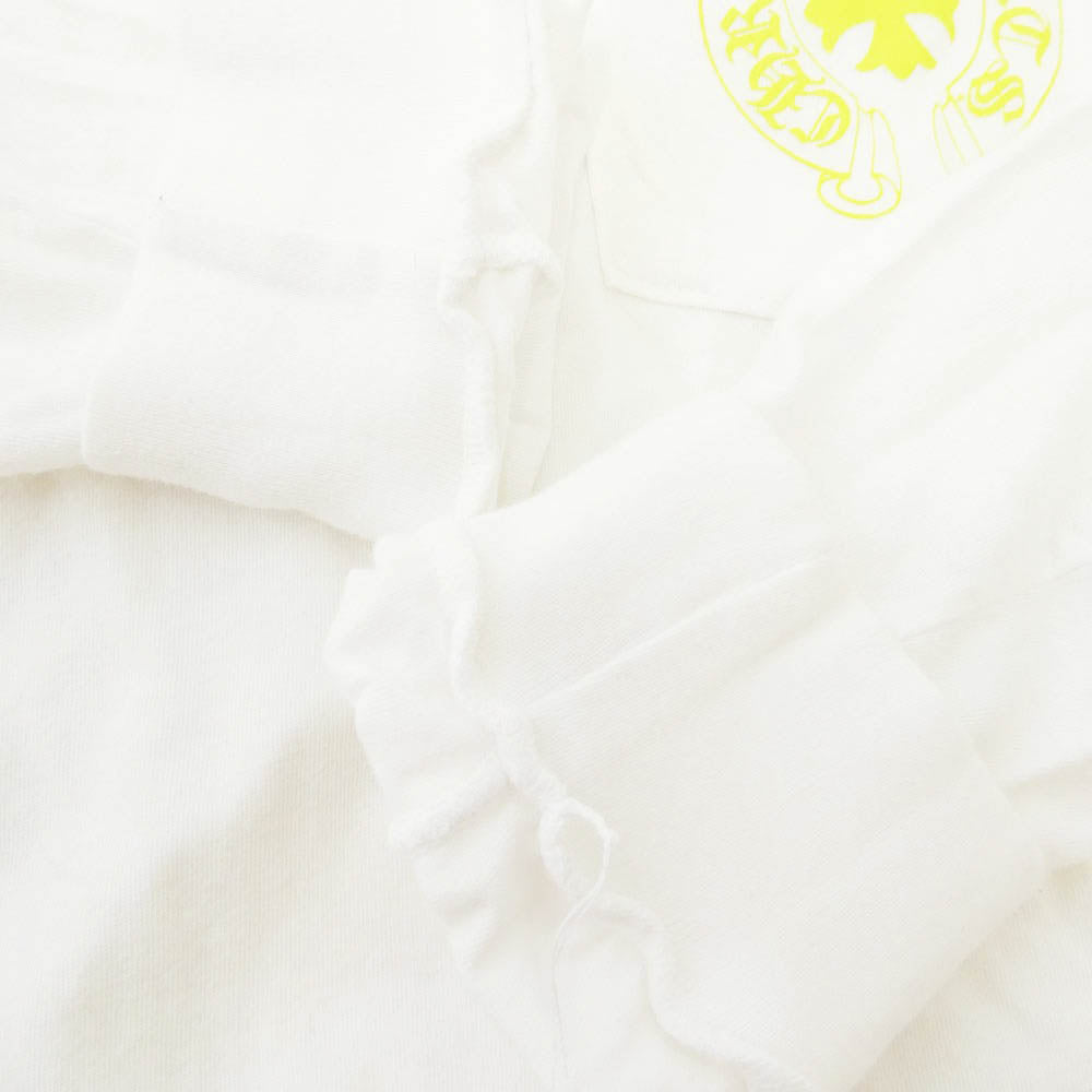 CHROME HEARTS クロムハーツ（原本無） MADE IN HOLLYWOOD VERTICAL LOGO TEE メイドインハリウッド ヴァーティカル ロゴ クルーネック ポケット 長袖 Tシャツ ロングスリーブ カットソー ホワイト系 M【中古】