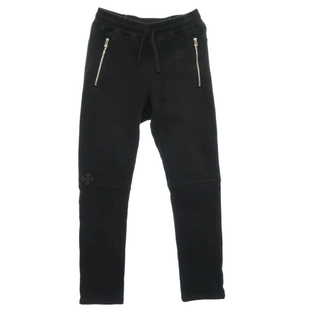 CHROME HEARTS クロムハーツ（原本無） Y NOT CHプラス レザーパッチ付き スウェット パンツ ブラック系 S【中古】