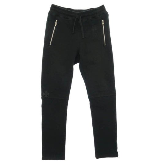 CHROME HEARTS クロムハーツ（原本無） Y NOT CHプラス レザーパッチ付き スウェット パンツ ブラック系 S【中古】