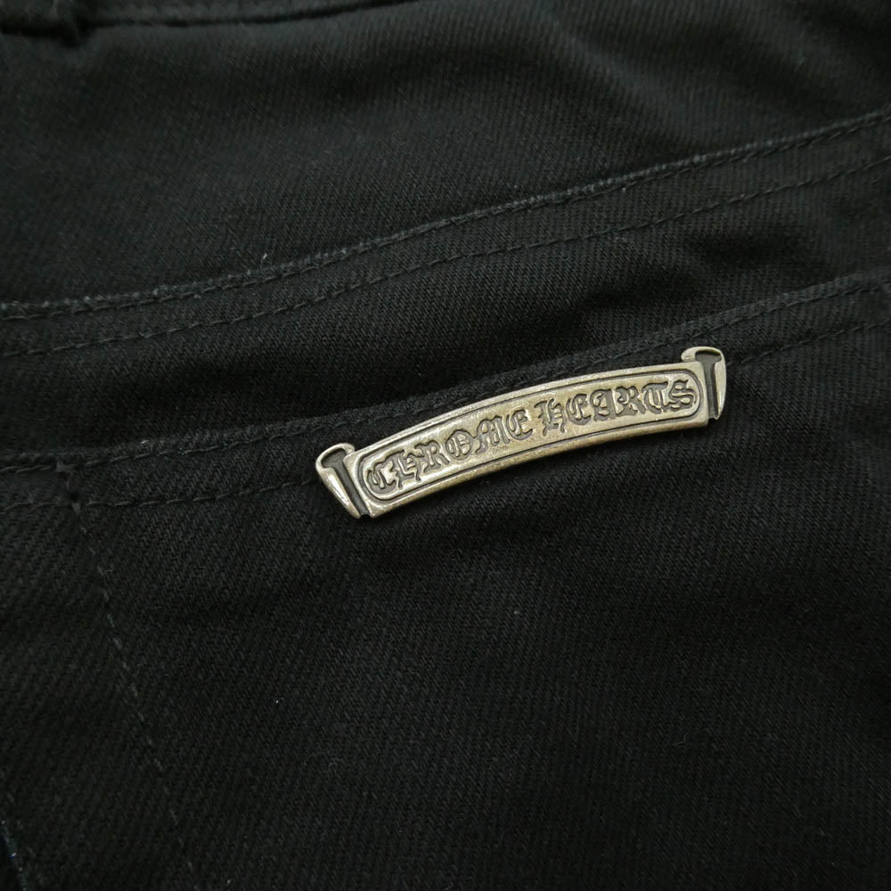 CHROME HEARTS クロムハーツ（原本無） OLD FLEURKNEE DNM PANTS オールド フレアニー デニム パンツ ブラック系 30【中古】