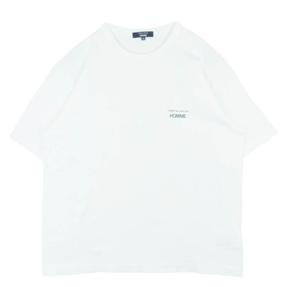 COMME des GARCONS HOMME コムデギャルソンオム HO-T101 Cotton Jersey Garment Print T-Shirts コットン ロゴ 半袖 Tシャツ カットソー ホワイト系 XL【中古】