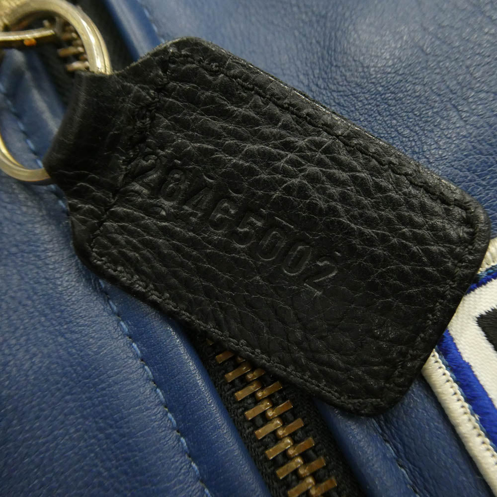 VANSON バンソン RJP ロゴ ワッペン ジップアップ シングル ライダース レザー ジャケット ブラック系 38【中古】