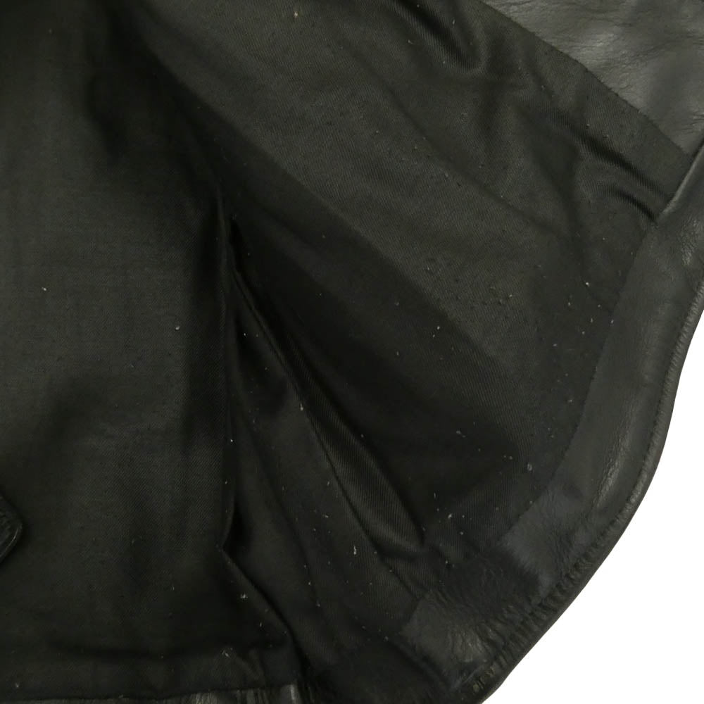 VANSON バンソン RJP ロゴ ワッペン ジップアップ シングル ライダース レザー ジャケット ブラック系 38【中古】