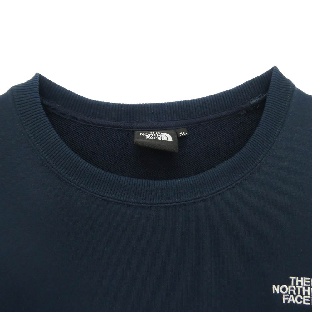 THE NORTH FACE ノースフェイス NT62238X SWEAT LG CREW 長袖 ロゴ刺繍 スウェット トレーナー ネイビー系 XL【中古】