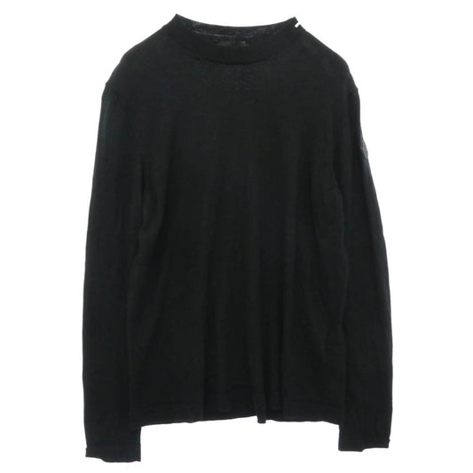 MONCLER モンクレール 22AW H20919C00029 ロゴ ワッペン ハイゲージ ウール クルーネック ニットセーター ブラック系 L【中古】