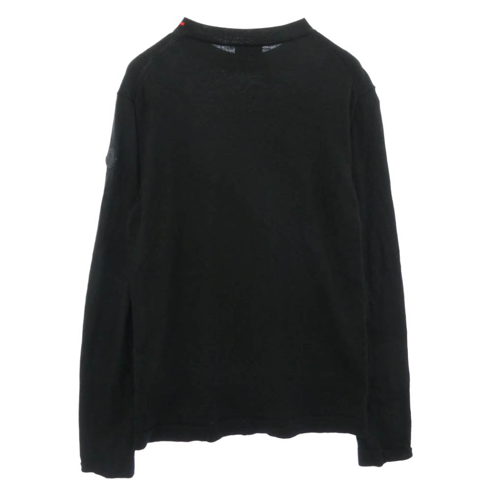 MONCLER モンクレール 22AW H20919C00029 ロゴ ワッペン ハイゲージ ウール クルーネック ニットセーター ブラック系 L【中古】