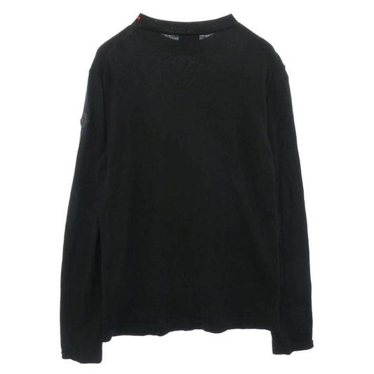 MONCLER モンクレール 22AW H20919C00029 ロゴ ワッペン ハイゲージ ウール クルーネック ニットセーター ブラック系 L【中古】