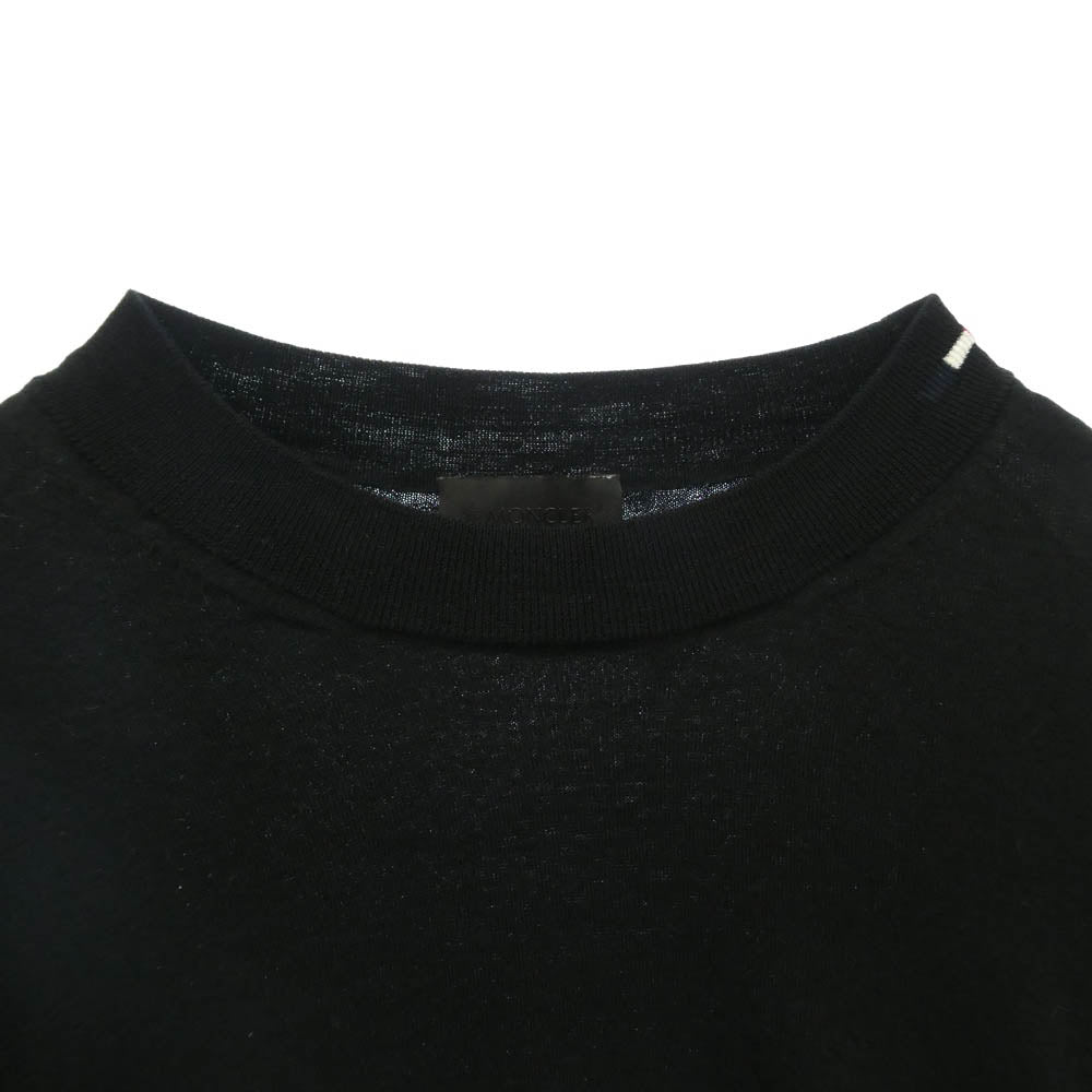 MONCLER モンクレール 22AW H20919C00029 ロゴ ワッペン ハイゲージ ウール クルーネック ニットセーター ブラック系 L【中古】