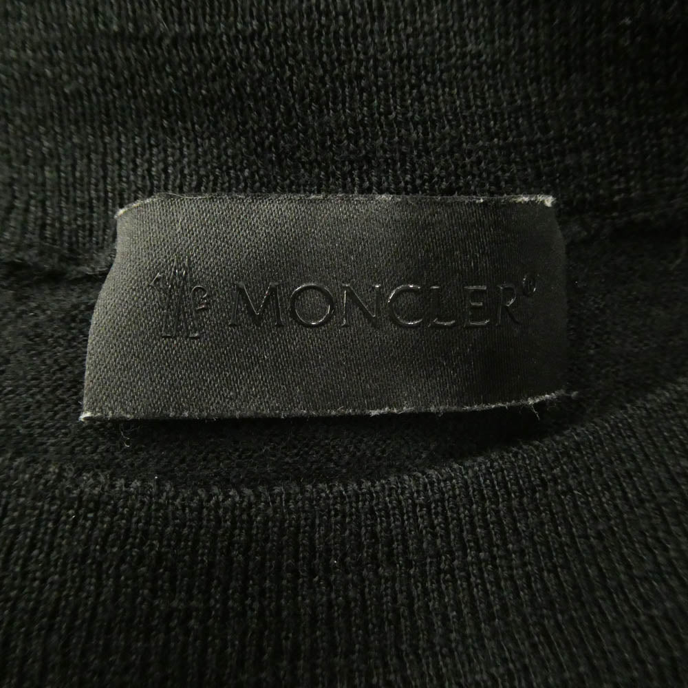 MONCLER モンクレール 22AW H20919C00029 ロゴ ワッペン ハイゲージ ウール クルーネック ニットセーター ブラック系 L【中古】