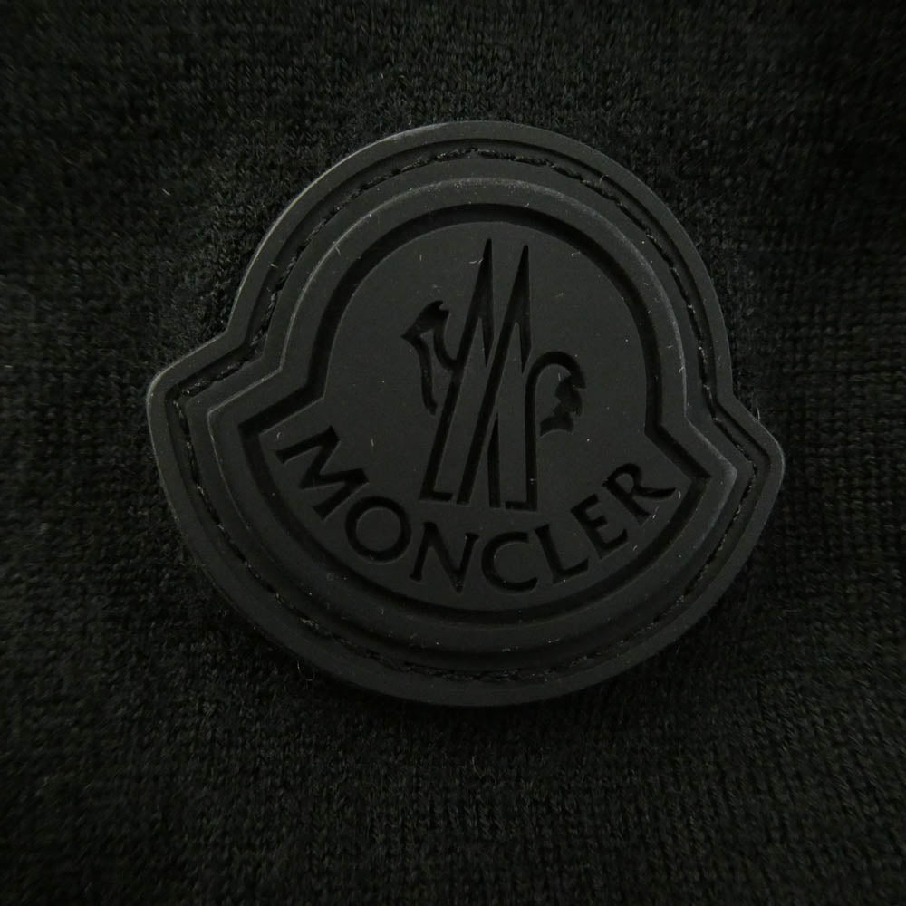 MONCLER モンクレール 22AW H20919C00029 ロゴ ワッペン ハイゲージ ウール クルーネック ニットセーター ブラック系 L【中古】