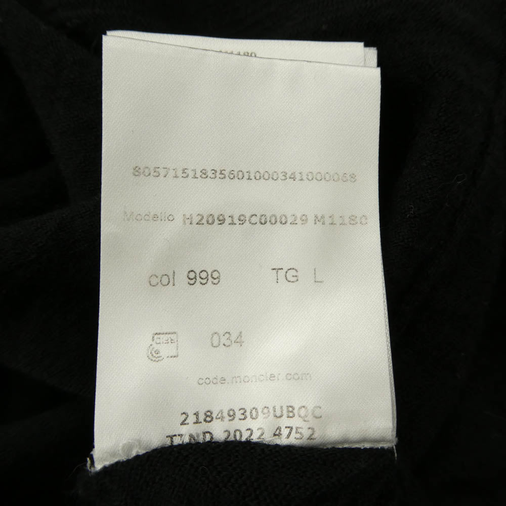 MONCLER モンクレール 22AW H20919C00029 ロゴ ワッペン ハイゲージ ウール クルーネック ニットセーター ブラック系 L【中古】