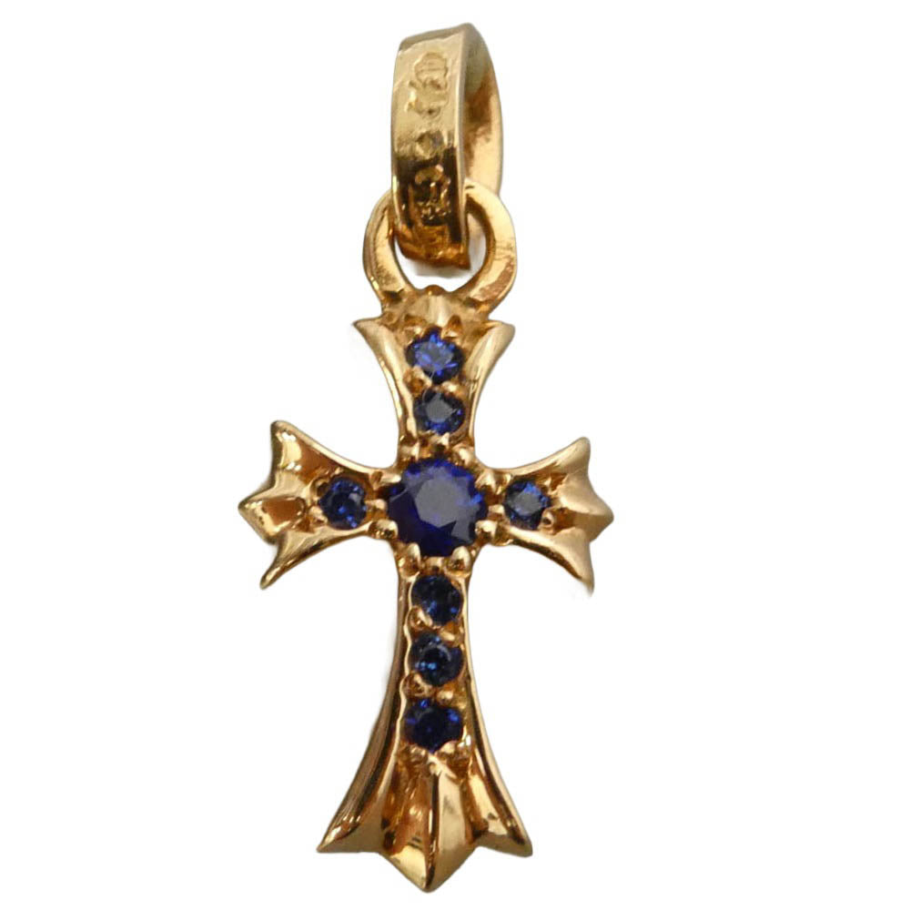 CHROME HEARTS クロムハーツ（原本無） 2026年購入時レシート原本付属 22K CRS BBYFAT P SAP B ベイビーファットチャーム パヴェブルーサファイア ペンダントトップ ゴールド系 ブルー系【極上美品】【中古】