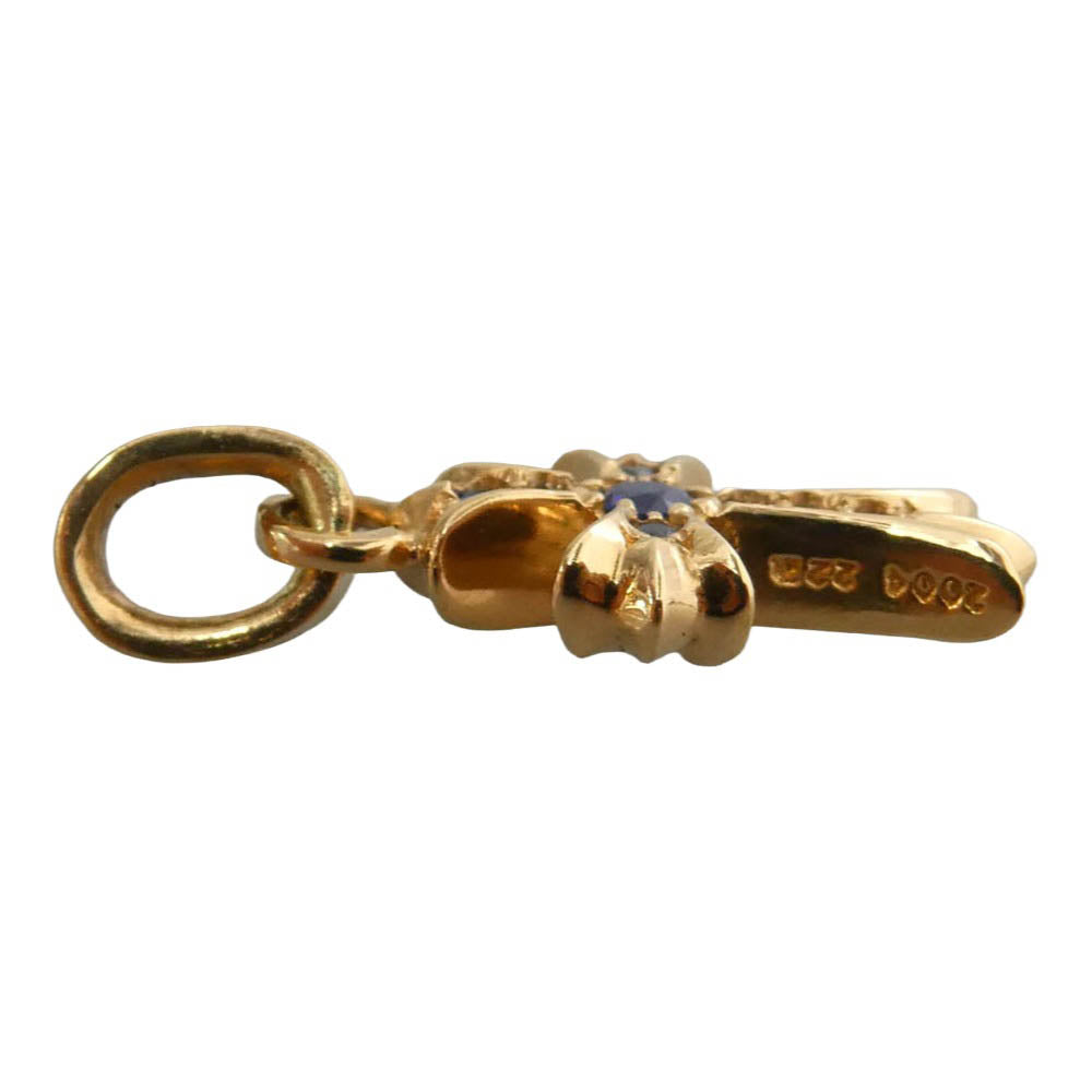 CHROME HEARTS クロムハーツ（原本無） 2026年購入時レシート原本付属 22K CRS BBYFAT P SAP B ベイビーファットチャーム パヴェブルーサファイア ペンダントトップ ゴールド系 ブルー系【極上美品】【中古】