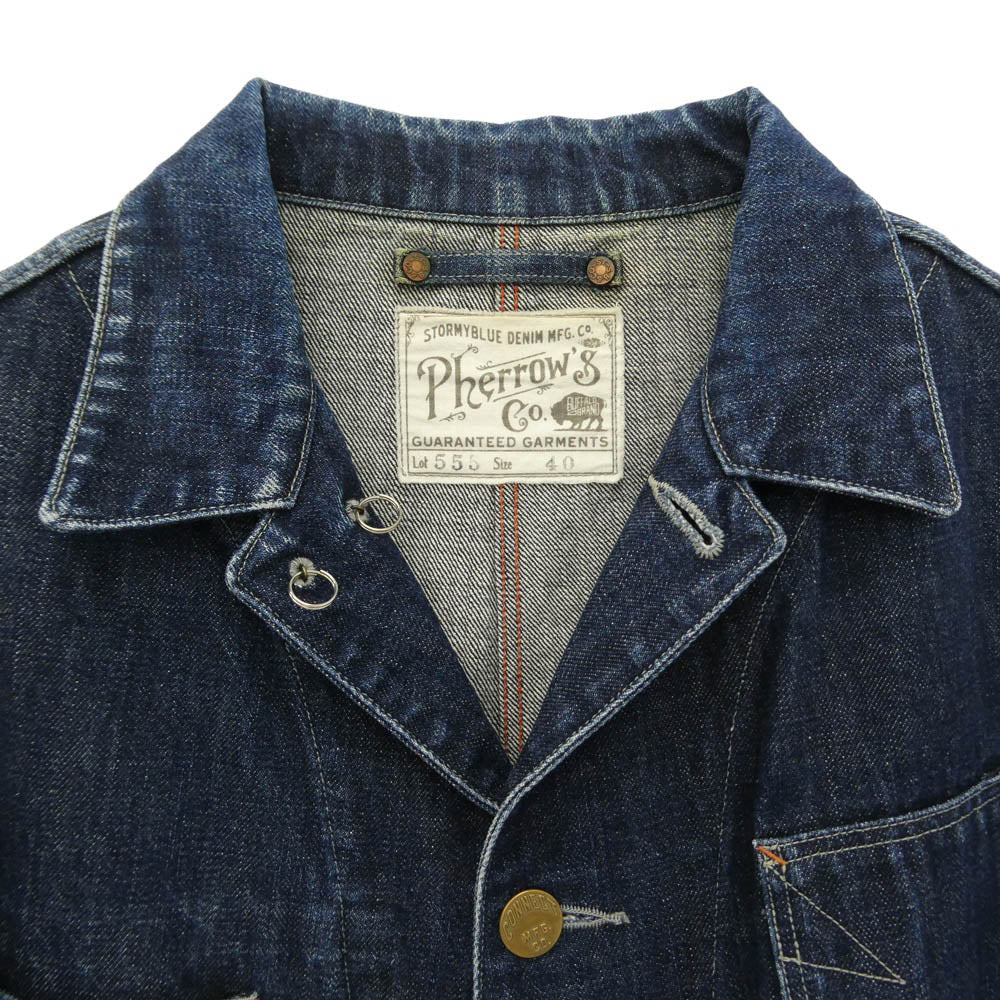 Pherrow's フェローズ Lot 555 1920s Style デニム カバーオール ジャケット インディゴブルー系 40【中古】