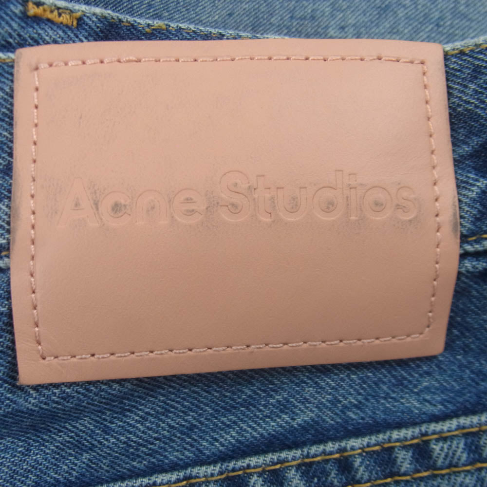 ACNE STUDIOS アクネストゥディオズ B00325 2021M ダメージ加工 ワイドレッグ デニム パンツ インディゴブルー系 30【中古】