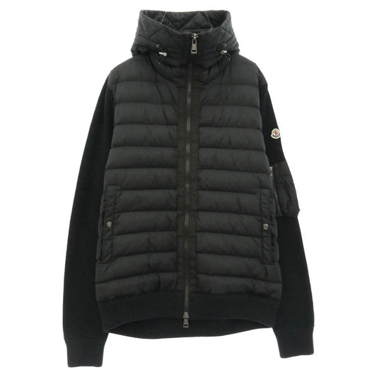 MONCLER モンクレール H20919B50800 CARDIGAN TRICOT ニット切替 ロゴワッペン ダウン ジャケット ブラック系 XL【中古】