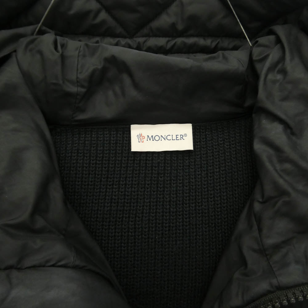 MONCLER モンクレール H20919B50800 CARDIGAN TRICOT ニット切替 ロゴワッペン ダウン ジャケット ブラック系 XL【中古】