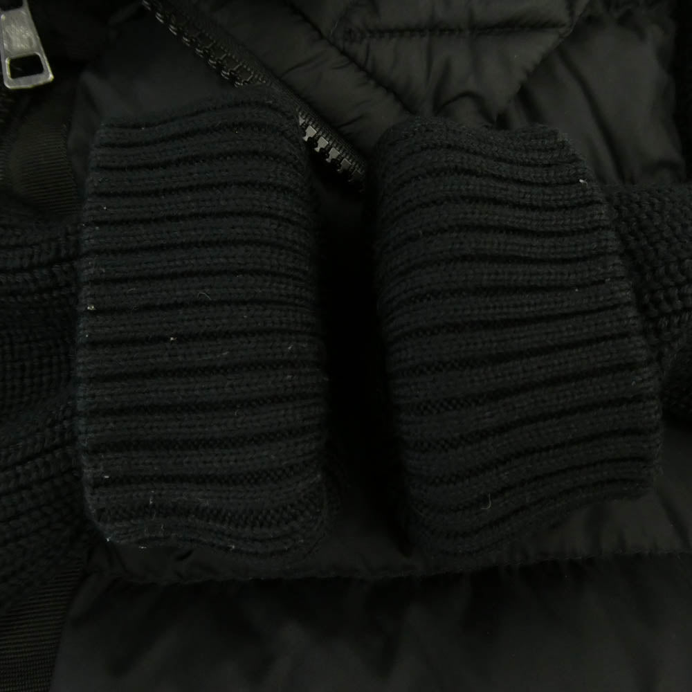 MONCLER モンクレール H20919B50800 CARDIGAN TRICOT ニット切替 ロゴワッペン ダウン ジャケット ブラック系 XL【中古】