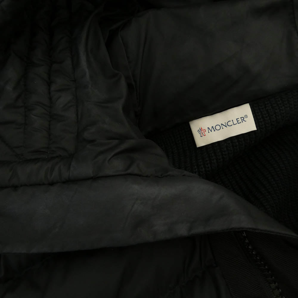 MONCLER モンクレール H20919B50800 CARDIGAN TRICOT ニット切替 ロゴワッペン ダウン ジャケット ブラック系 XL【中古】