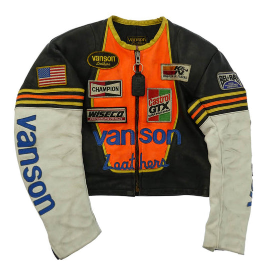 VANSON バンソン TALON ZIP USA製 ワンスター チーム レーシング レザー ジャケット ブラック系 42【中古】