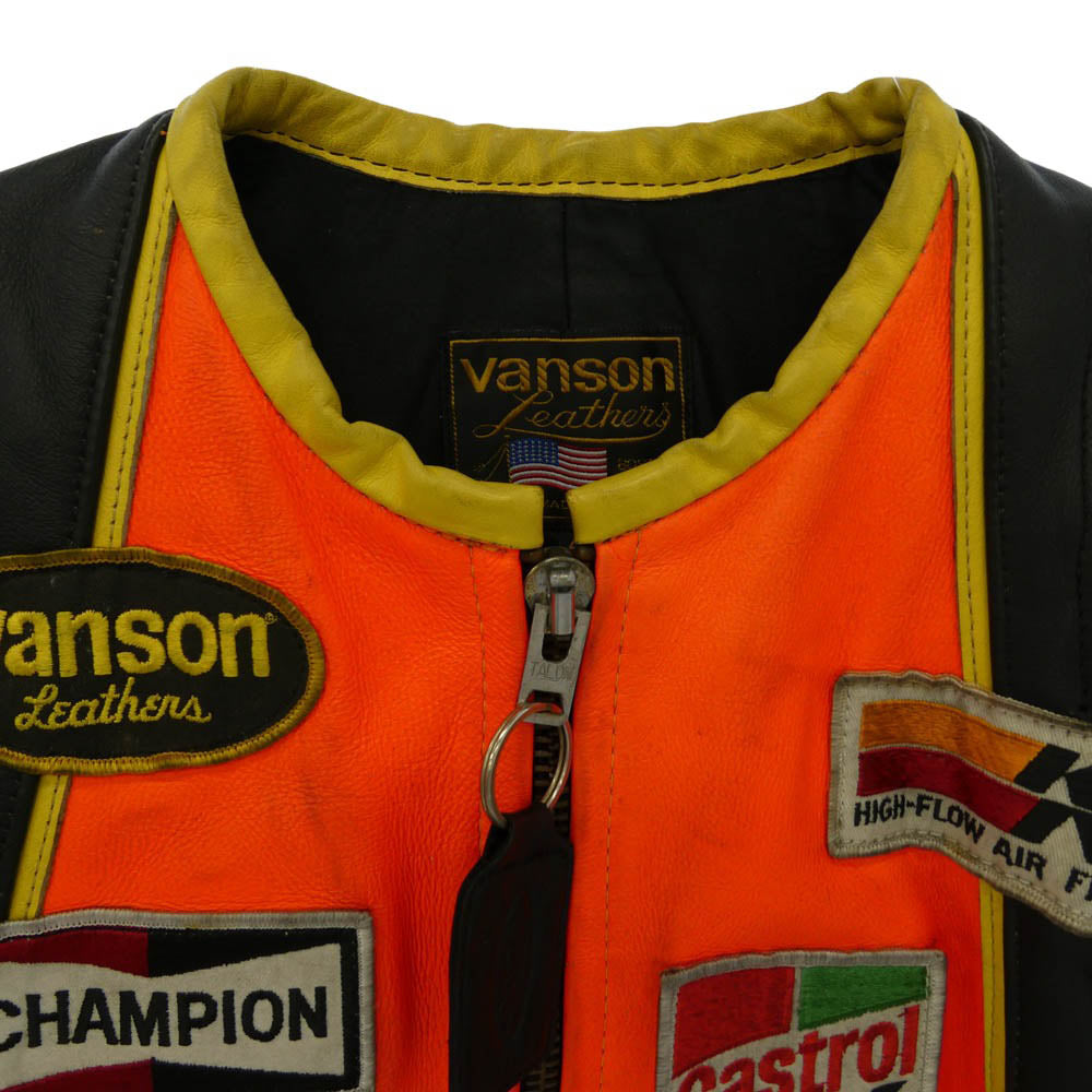 VANSON バンソン TALON ZIP USA製 ワンスター チーム レーシング レザー ジャケット ブラック系 42【中古】