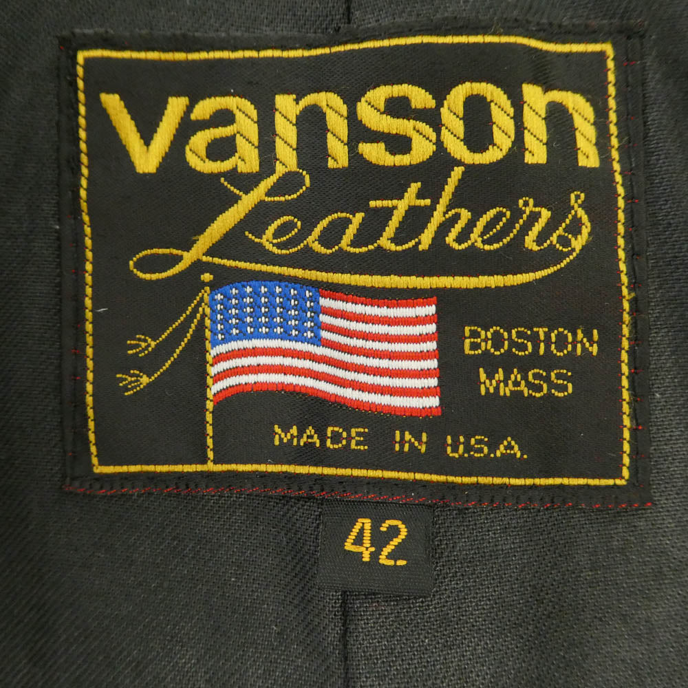 VANSON バンソン TALON ZIP USA製 ワンスター チーム レーシング レザー ジャケット ブラック系 42【中古】