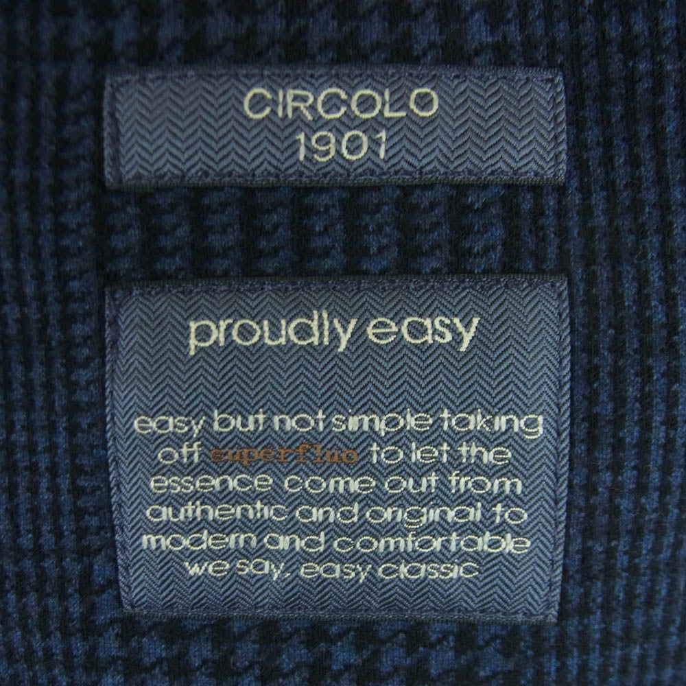 CIRCOLO1901 チルコロ1901 0204-287023NBB ダブルブレスト コットン ウール グレンチェック テーラード ジャケット ブルー系 ブラック系 50【美品】【中古】