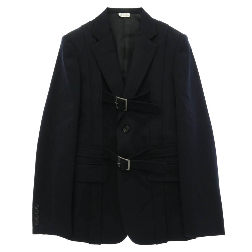 COMME des GARCONS HOMME DEUX コムデギャルソンオムドゥ 26SS DQ-J045 BELTED JACKET ベルテッドデザイン ダブルバックル パラシュート テーラードジャケット ネイビー系 XS【極上美品】【中古】