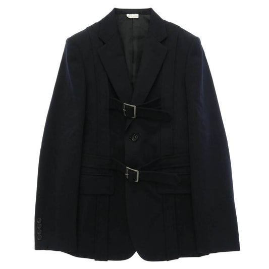 COMME des GARCONS HOMME DEUX コムデギャルソンオムドゥ 26SS DQ-J045 BELTED JACKET ベルテッドデザイン ダブルバックル パラシュート テーラードジャケット ネイビー系 XS【極上美品】【中古】